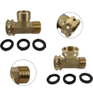 【S-NEW】Brass Swivel Pipe Fitting Tee - 3-Way Adapter, 3/4" GHT Female Male Male Garden