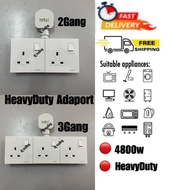 (READY STOCK) HEAVY DUTY 2GANG AND 3GANG EXTENSION WALL SOCKET / ADAPORT (CROWN CE SWITCH SOCKET MK 