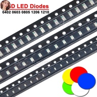 EEM 100PCS 0402 0603 0805 1206 1210 SMD LED Diodes light Yellow Red  Green Blue White