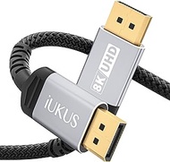 IUKUS 8K DisplayPort Cable 1.4, DP to DP Cable [8K@60Hz, 4K@144Hz,1080p@240Hz] Display Port Cord for Odyssey G9 CHG90, PC, Laptop, TV Gaming Monitor (5M/16.4FT, Grey, 1)