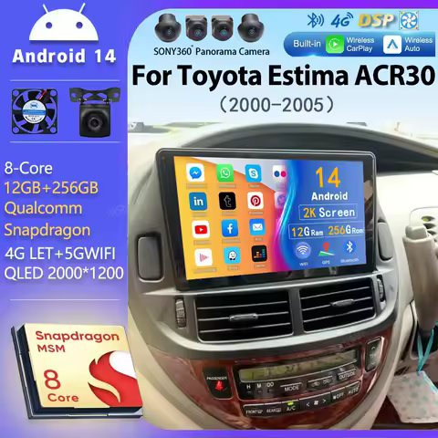 Android 14 Carplay Car Radio For Toyota Estima ACR30 2000 2001 2002 -2005 Navigation DSP Multimedia 