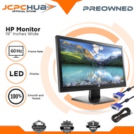 HP Dell Monitor 19 Inches LED/ LCD Wide Screen Display with Power & VGA Cable LED Monitor Black Refu