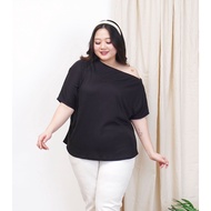 [Lolabae] FIONA BIG SIZE Top Wanita | Off Shoulder Basic Top BIG SIZE POLOS | One Shoulder Blouse BI
