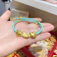 9.13-Original New Product Sand Gold Bracelet kt Cat Bow Cat Cartoon Combination Adjustable Bracelet 