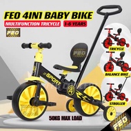 FEO Kids Bycycle 4IN1 Baby Bike Baby Stroller Baby Tricycle Baby Walker Push Car Balance Bike Basika