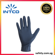 INTCO Disposable Diamond Textured Nitrile Gloves 9 Inch Powder Free Disposable Gloves - Black