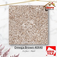Asia Omega Brown 40x40 Kw1 Keramik Lantai Matt Motif Terrazo