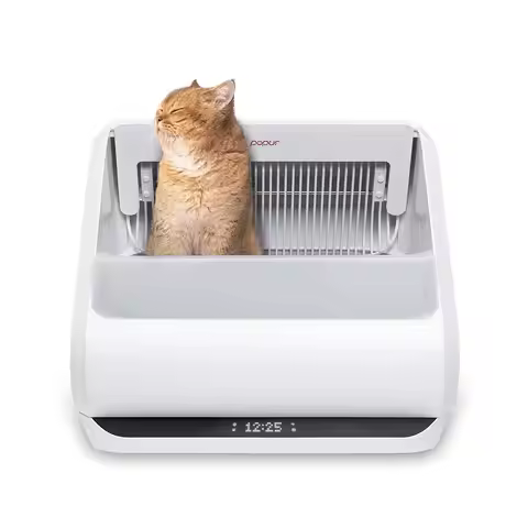 Self Cleaning Open Top Cat Litter Box, Automatic Scooping Robot for Multi-Cat, Custom