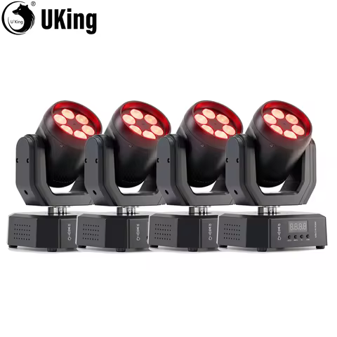 U'King 1/2/4Pcs Mini 90W Moving Head Lights RGBW LED Stage Lights DMX DJ Lights With Color Mixing Ef