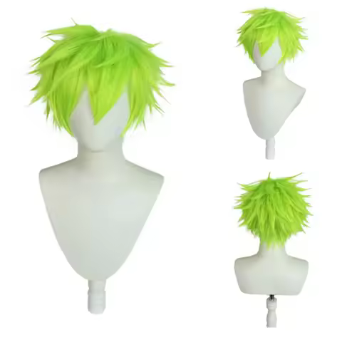 HAIRJOY Synthetic Hair VALORANT Gekko Cosplay Wigs Short Curly Cyan Cosplay Wig Rose Net