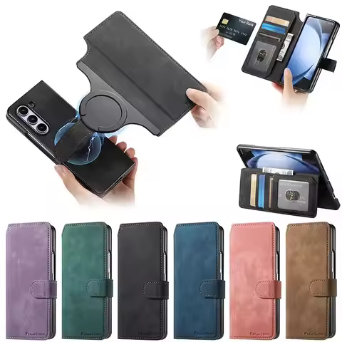 Strong Magnetic 2 In 1 Detachable Flip Wallet Leather Case For Magsafe Samsung Galaxy Z Fold 7 6 5 4
