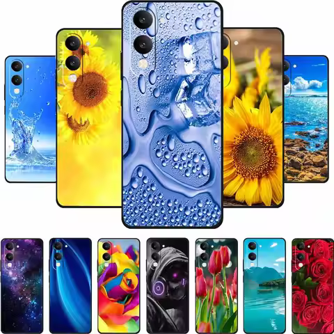 For Vivo Y29T Y29s Case Y 29 T S Coque Flowers Black Silicone Soft Back Cover For Vivo Y19s GT 5G iQ