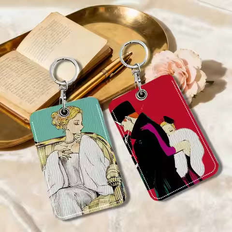 Vintage Manga V-Veil Kotteri Emma Sign Rectangle ID Card Holder Keychain, Bus Cards Cover