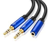 Tan QY Headphone Splitter 1Ft, Headphone Splitter for Computer 3.5mm Female to 2 Dual 3.5mm Male Hea