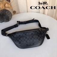 COACH waist bag men fashion leather cross-back chest bag classic presbyopia leather large capacity 78777