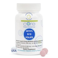 Core Med Science Methyl B12 Folate Supplement for Women & Men - 5-MTHF Pills Support Mood, Cognitive