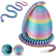 3D Printed Snake Eggs with Snake Inside，23.22 Inch Rainbow Crystal Snake Fidget Toys，Articulated 3D 