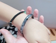 【親翠】天然翡翠 冰烏雞全透水墨兒童45mm手鐲