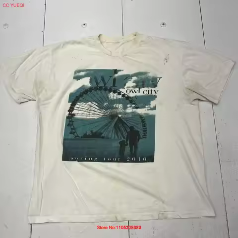 Owl City White Spring 2010 Tour T shirt Concert Adult Size S M vintage Washed graphic designer cloth