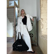 FSG Freedom Soluble White Lapel Wide Loose Shirt