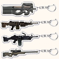Creative Military Weapon Keychain for Bag Accessories P90 AWM Sniper Gun MP7 M249 S686 M24 Jewelry K