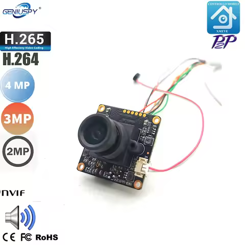 Board Lens HD 1080P 32x32mm Small Size H.264 or H.265 4MP 3MP 2MP IP Camera Module P2P On vif Suppor