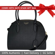 Kate Spade Handbag With Gift Paper Bag Crossbody Bag With Gift Bag Reiley Large Dome Satchel Black # WKRU5885