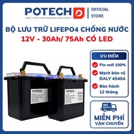 Waterproof 12V - 30Ah/ 75Ah storage unit with built-in battery indicator led - 12 months