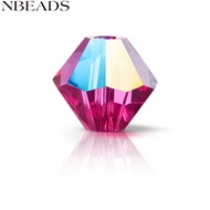 24pcs Preciosa&reg Beads Czech Bicone 70350 201 Fuchsia Glitter 4mm Hole: 0.8mm