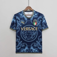 Shirt Top Thailand Quality Fashion 2022 Italy x Versace blue soccer jersey sport