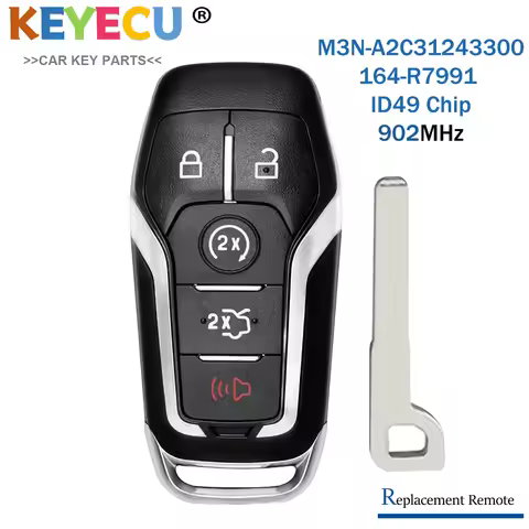 KEYECU for Lincoln MKC MKX MKZ Nautilus Smart Prox Remote Car Key With 5 Buttons 902MHz ID49 Chip Fo