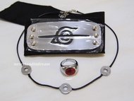 Naruto Akatsuki Uchiha Itachi Cosplay Kit Anti-leaf Headband+Necklace+Ring Set