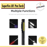 LEDLAND SUPERFIRE Pen Torch Four in one flashlight (UV/LED/COB/Red Laser) flashlight J01 rechargeabl