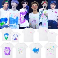 Hot Sale BTS Concert Merchandise Same Style Hand-Painted Graffiti Printed Men Women Loose Top Short-Sleeved T @-