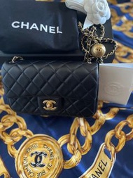 Chanel mini CF 20cm 羊皮 黑金 金球 絕版 炒款