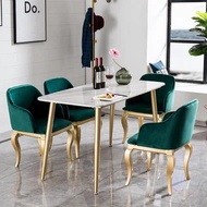 JAYMEE Modern Minimalist Marble Gold Dining Table