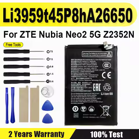 Original Battery Li3959t45p8ha26650 For ZTE nubia neo2 5G Z2352N Mobile Phone Batteries 6000mAh + Fr