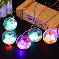 Kid Luminous Toys Flashing Light Up Bouncing Balls with Rope LED Lamp Flash Ball 发光弹力球 Bounce Ball