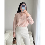 Eska Clothing - Patris Blouse Top Korean Style Crinkle StripedWanita