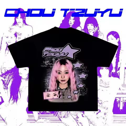 Korean Girl Group TWICE Member CHOU TZUYU T-shirt 2026 Summer New Men Women Cotton Unisex Oversized 