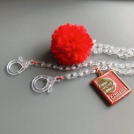 毛球口罩鏈 / 透明鏈 / 毛球與吊牌小綴飾