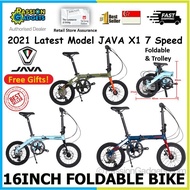 [SG READY STOCK] Java X1 7 Speed 16inch Foldable Bicycle Shimano Foldie Bike Mini Fit 7S 7Speed