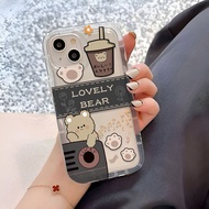 Photo frame airbag case for iphone 14promax 11 13 12 7Plus 6 6s XR X XS Max Cute Camera Bear cover