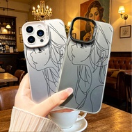 for iPhone 17 17AIR 16 16E 15 14 13 12 11 XR XS Max 17 Pro Max PhoneCase Line Art Girl Face Minimali