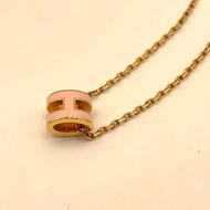Hermes POPＨ 系列Mini POP H 粉色玫瑰金 鍍金頸鍊