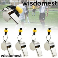 WISDOMEST 2pcs Metal Whistle Soccer Football Basketball Referee Sport Rugby With Black Rope Stainless Steel Whistles