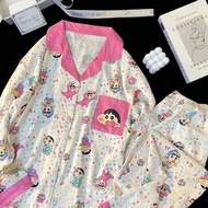 Crayon Shin-chan Cloud Cotton Pyjamas Women Long Sleeve Sleepwear For Woman Soft Pajama Set Baju Tid