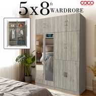 COCO 10 DOOR WARDROBE With Mirror Beige and Grey Colour~5x8 Wardrobe~10 Pintu Almari Baju Murah~Ward