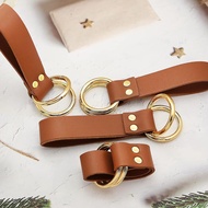 Medieval Ladies Hiking Pleated Skirt Leather Metal Double Ring Renaissance Belt Accessories Belt Acc