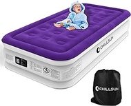 CHILLSUN Twin Air Mattress with Built in Pump for Guest &amp; Home, 16" Inflatable Blow Up Mattress, Air Bed with Carrying Bag for Camping, Raised Elevated Double High Air Mattresses Foldable &amp; Portable